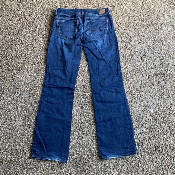 American Eagle Jeans Womens 4 Blue Slim Bootcut Low Rise Frayed Hem Denim 29X30 - Picture 4 of 12